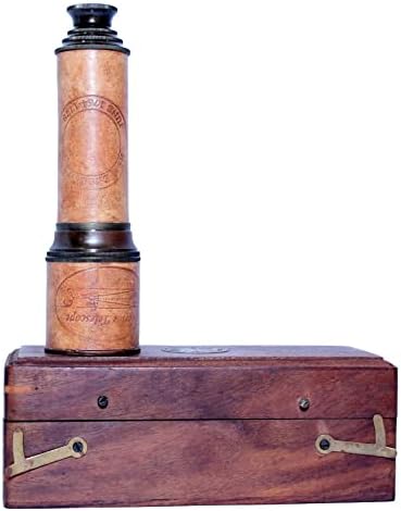 Handmade Brass Telescope with Wooden Box 17 Inches