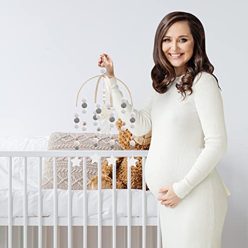 Abnilxt Neutral Baby Crib Mobile Gray Star