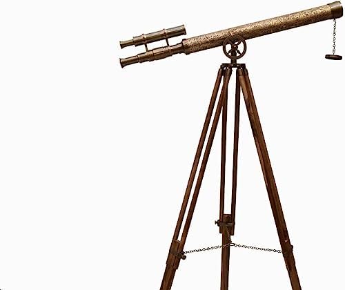 Nautical Decorative Brass Telescope Teak Wood Tripod