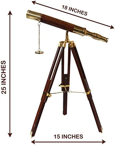 Vintage Brass Tube Telescope with Wooden Tripod