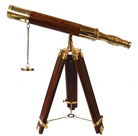 Vintage Brass Tube Telescope with Wooden Tripod