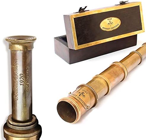 Vintage Brass Spyglass Telescope with Wooden Box