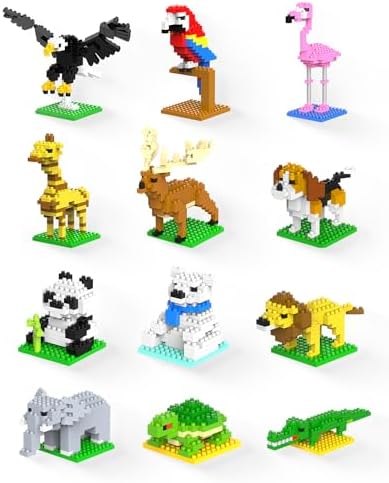 Kimiangel Mini Animal Building Blocks 12 Pack for Kids
