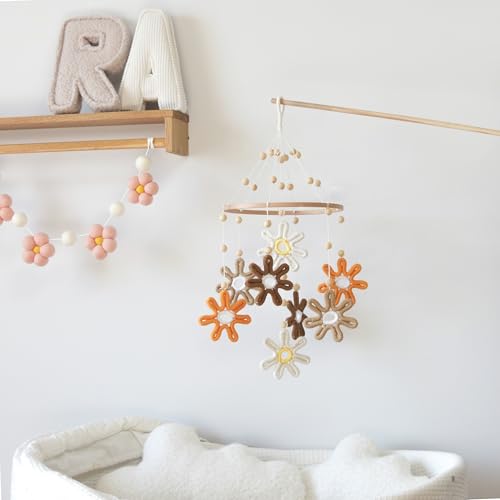 GOUKURLSMA Woven Daisy Crib Mobile for Girls and Boys