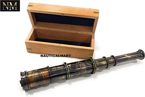 NauticalMart Handcrafted Pullout Telescope with Hardwood Box