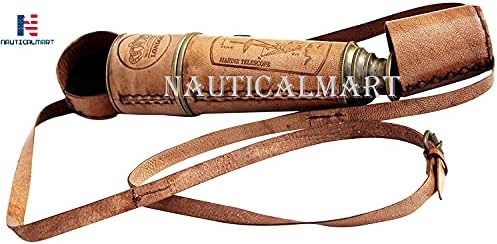 20 Inch Ship Captain Brass Telescope with Spy Glass and Leather Case 1