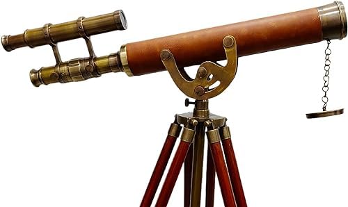 Antique Brass Telescope Floor Standing Home Decor