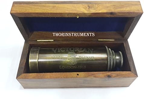 Vintage Brass Pirate Telescope with Wooden Box