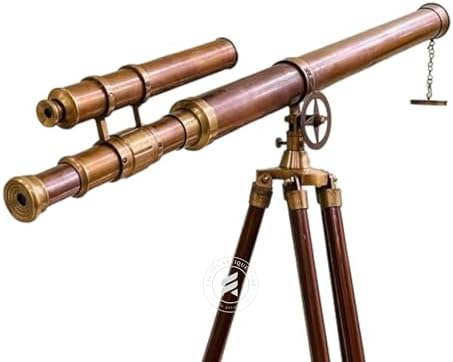 TAL Antique Brass Telescope with Wooden Tripod