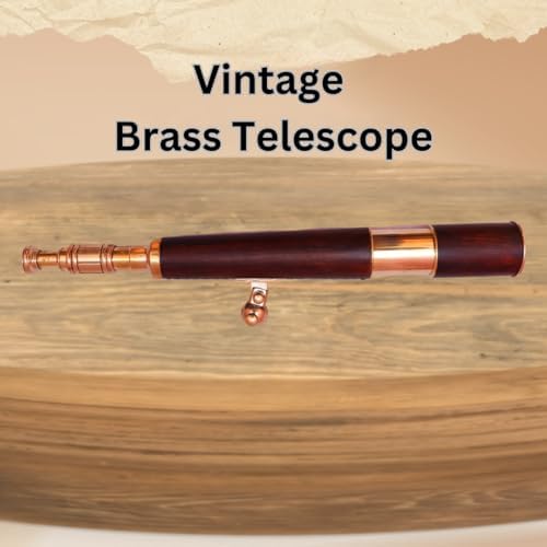 Vintage Brass and Leather Telescope with Stand