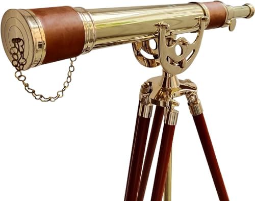 Vintage Telescope with Brass Finish Wooden Tripod