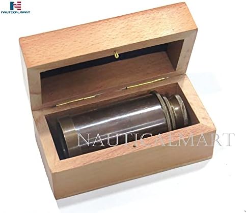 NauticalMart Spyglass Antique Brass Telescope 6 With Wooden Box