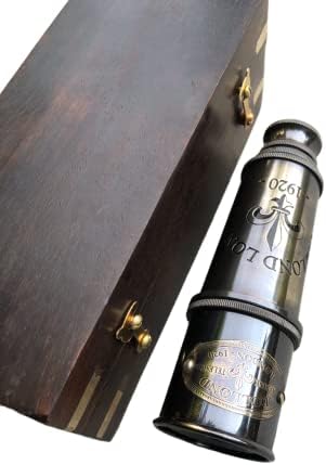 1920 Dollond London Brass Pirate Telescope with Wooden Case