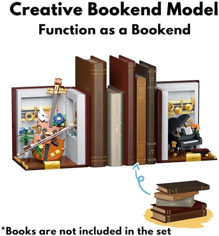 3 in 1 Music Themed Bookend Building Block Toy Set with LED Lights