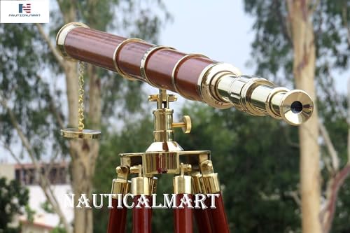 NauticalMart Brass Wood Admiral Telescope 60 Inch