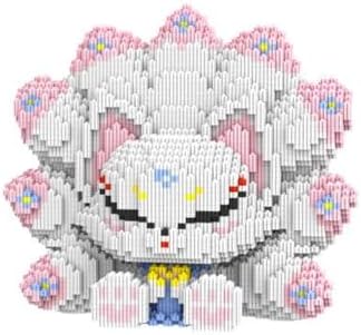 HONLANCH Animal Snow-White Nine Tailed Fox Micro Building Blocks Set