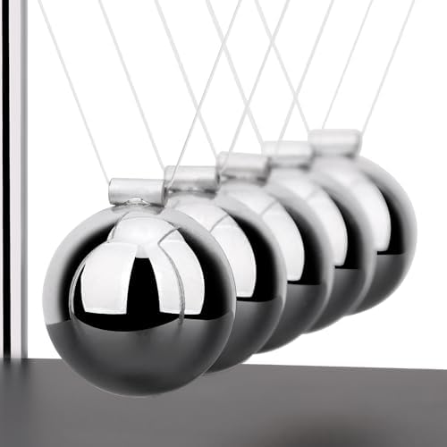 5pcs Newtons Cradle Desk Toy with Black Wooden Base