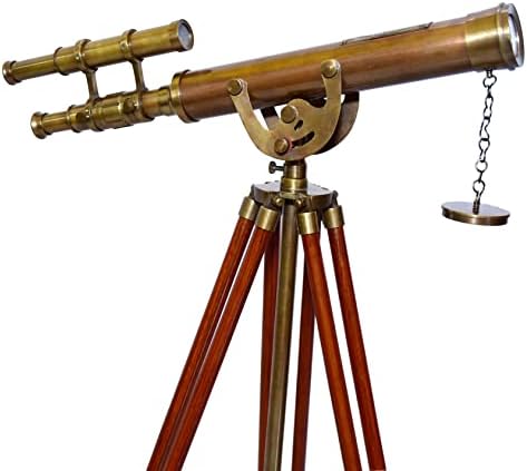 Nautical Brass Antique Telescope with Wooden Stand Home Decor Gift