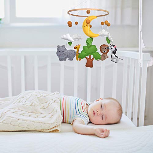 Baby Crib Mobile with Music Box and Safari Animals