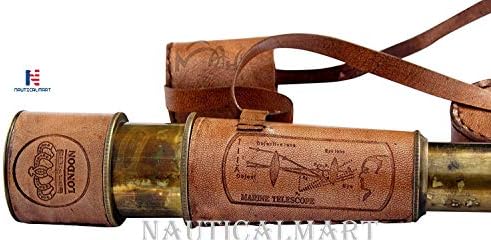 20 Inch Ship Captain Brass Telescope with Spy Glass and Leather Case 1