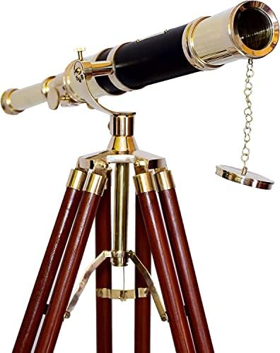 Nautical Brass Telescope with Wooden Tripod