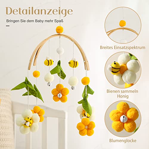 Crib Mobile with Bells and Flowers for Baby