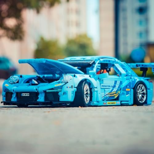 GOTIMON Blue Sports Car 911 Building Blocks Set Toy