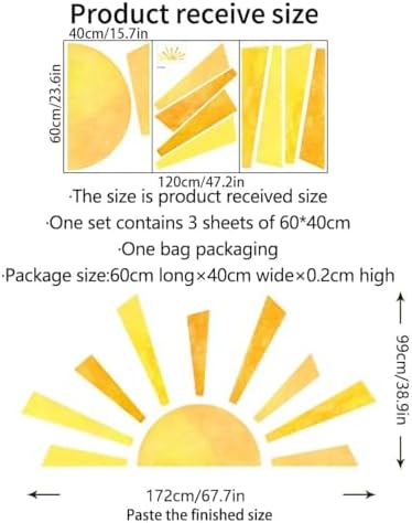 Denylo Pro 677x389 Inch Boho Half Sun Wall Decal