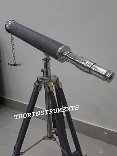 Nautical Telescope with Grey Leather Tripod