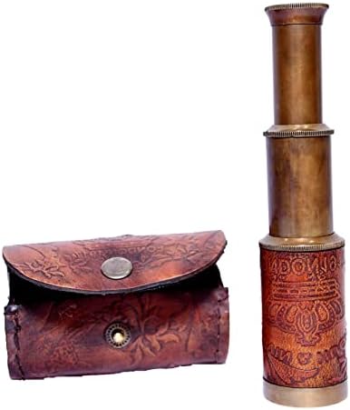 Antique Brass Telescope with Leather Case