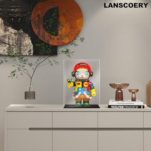 LANSCOERY Acrylic Display Case 8x8x14inch Black Base