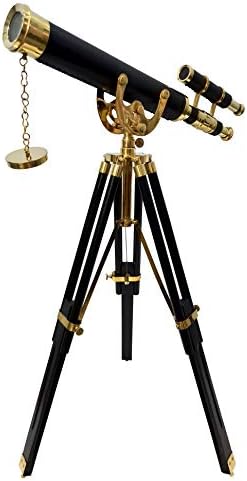Nautical Desktop Telescope with Brass and Leather Finish