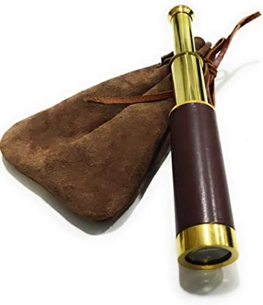 Nautical-Mart 9 Inch Brass Telescope with Brown Suede Case