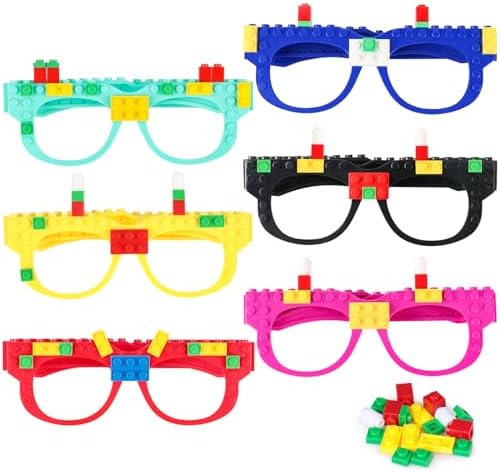 Hxezoc 12 Pcs DIY Building Blocks Glasses Set