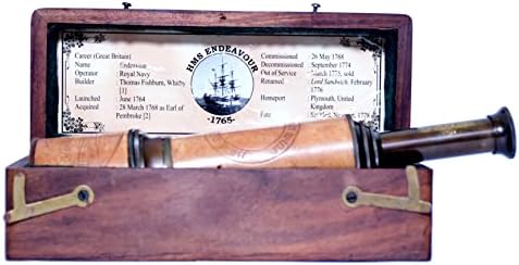 Handmade Brass Telescope with Wooden Box 17 Inches