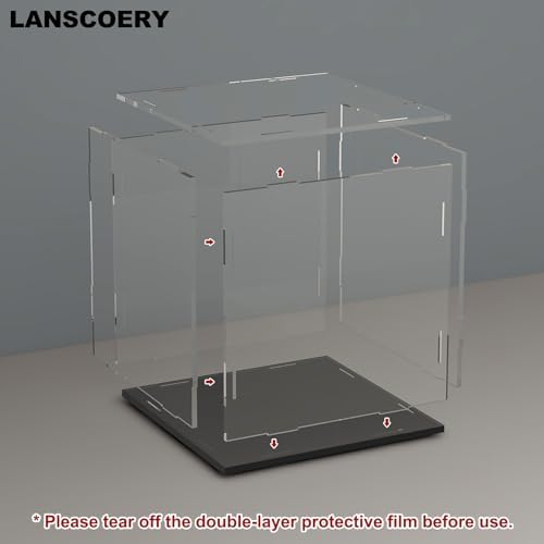 LANSCOERY Acrylic Display Case 3x3x3inch Black Base