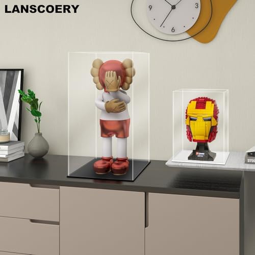 LANSCOERY Acrylic Display Case 8x8x14inch Black Base