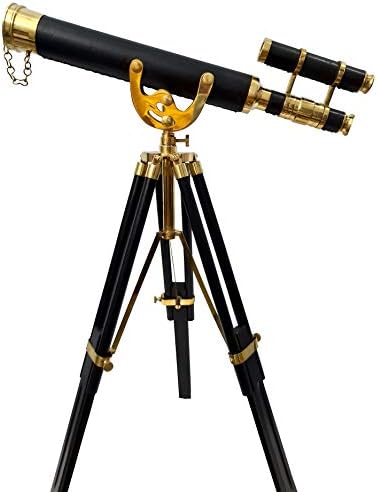 Nautical Desktop Telescope with Brass and Leather Finish