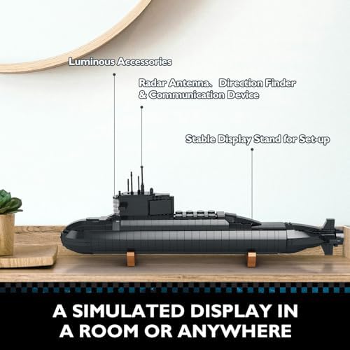 JMBricklayer Nuclear Submarine Building Set - Military Model Toy with Lights