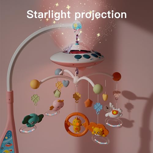 Eners Crib Mobile Music Box with Lights and Stars