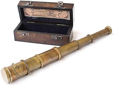 Vintage Brass Spyglass Telescope with Wooden Box
