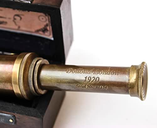 Vintage Brass Spyglass Telescope with Wooden Box