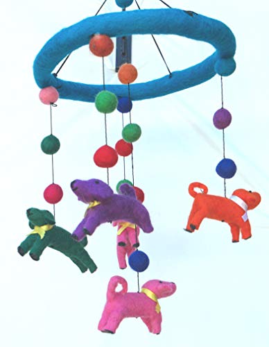Baby Mobile with Handmade Wool Design Purple