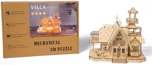 Hallisun 3D Wooden Puzzle Vintage Cottage Villa