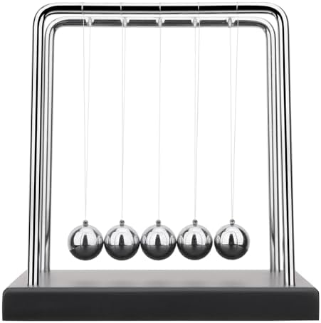 5pcs Newtons Cradle Desk Toy with Black Wooden Base