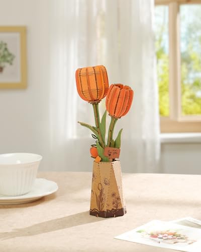 Rowood Wooden Flower DIY Craft Kit - Orange Tulip