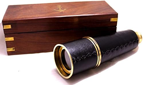 NauticalMart Admirals Brass Leather Telescope 18 Gift