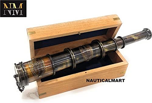 NauticalMart Handcrafted Pullout Telescope with Hardwood Box