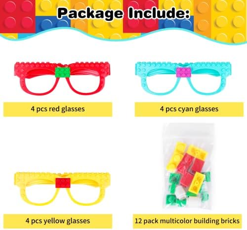 Hxezoc 12 Pcs Building Block Glasses Set