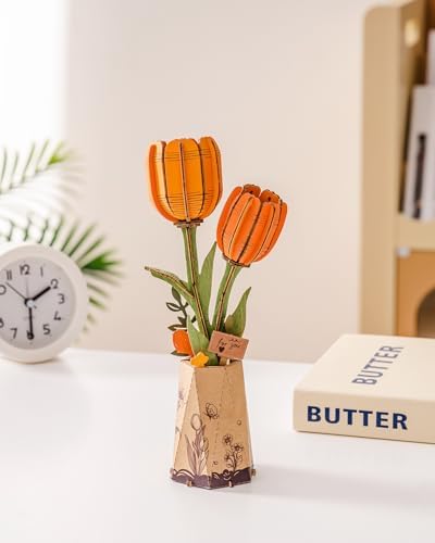 Rowood Wooden Flower DIY Craft Kit - Orange Tulip